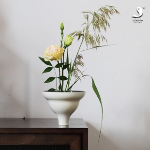 大鱼美器 插花折腰碗 花道花器花艺碗花瓶茶桌摆件餐桌餐桌花插