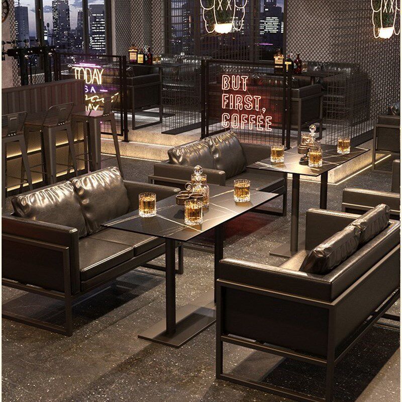 复古铁艺卡座奶茶店酒吧清吧桌椅组合咖啡厅餐厅集装箱工业风沙发