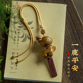 一路平安檀木小鹿汽车后视镜挂件可爱车载车内吊坠2024新款 男女礼