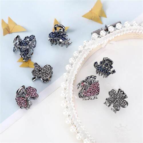 Crystal Pearl Flower Hair Claw Crab Fashion Rhinestone Hair