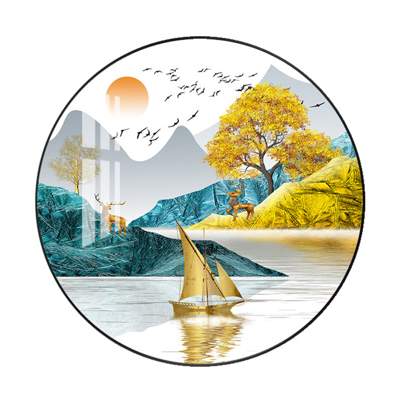 钻石画满钻一帆风顺客厅圆形5d贴砖点钻石绣十字绣2023新款自己贴,居家布艺,钻石绣,淘宝优惠券,粉丝福利购,淘宝优惠卷