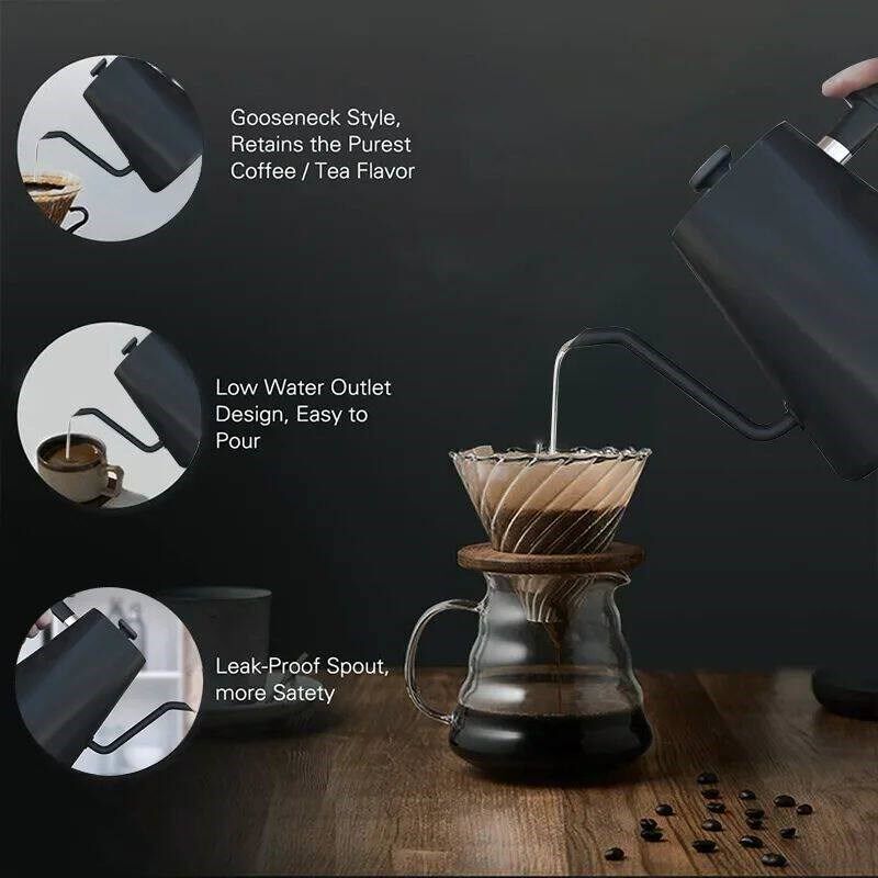 1200W Gooseneck Electric Kettle with Temperature Control Ele - 实物图