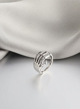 LATS Silver Color Trend Punk Rock Vintage Creative Skeleton