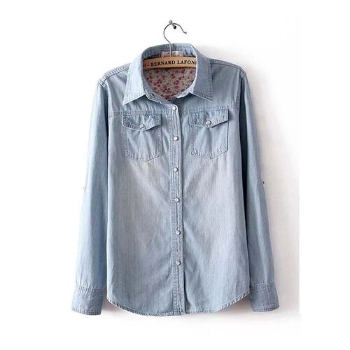 Spring Autumn Korean Large Size Women Denim Shirt Female Lon
