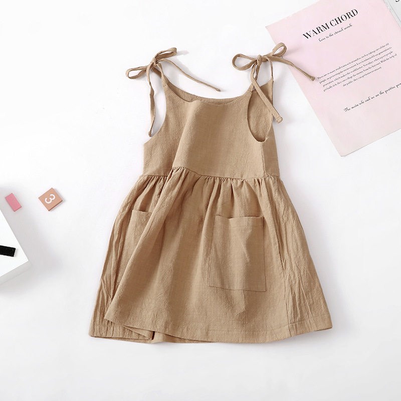 Summer Toddler Girl Dress Sleeveless Cotton Kids Beach Dress图片