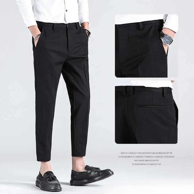 Spring an Autumn Pants Mens teny Croppe Pants Mens Slim-Fi