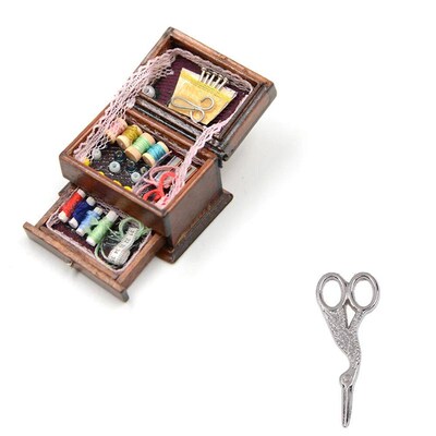 Cute 1pcs 2 Vintage Sewing Needlework Needle Scissors Kit Bo