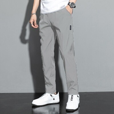 Summer 2025 Casual Loose Thin Icy Silk Pants for Men Straigh