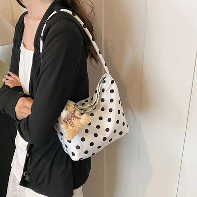 1pc pure color polka dot houlder bag fahion armpit bag bucke