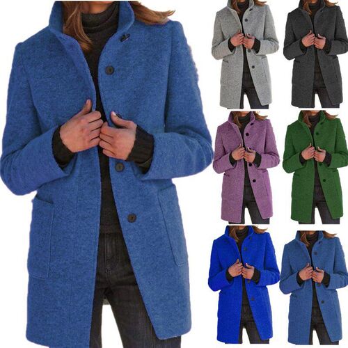 2023 Autumn Winter Womens Overcoat Vintage Solid Button