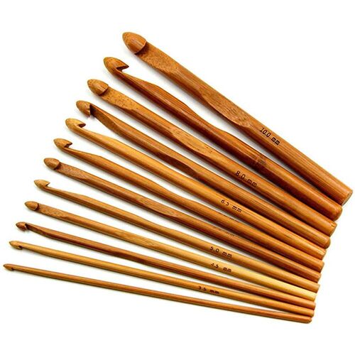 3-10mm Bamboo Crochet Set Natural Handmade Knitting Tool Sui