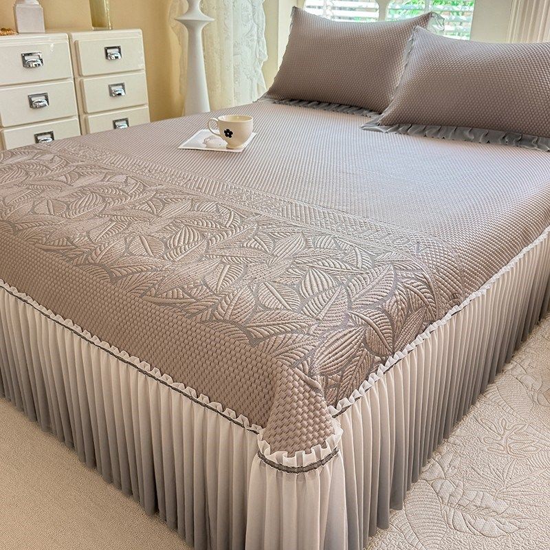 夏季冰丝豆豆凉席三件套床裙款夏天家用花边空调软席子可机洗床罩,床上用品,冰丝席,淘宝优惠券,粉丝福利购,淘宝优惠卷