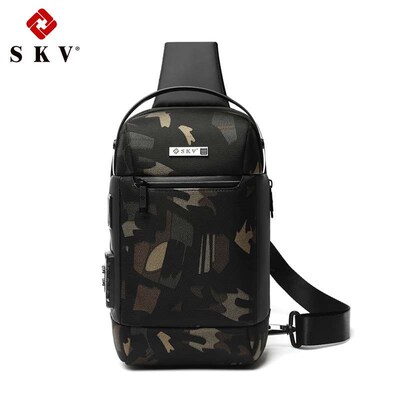 Chest Bag Mens Business Crossbody Bag Mens USB Anti-theft