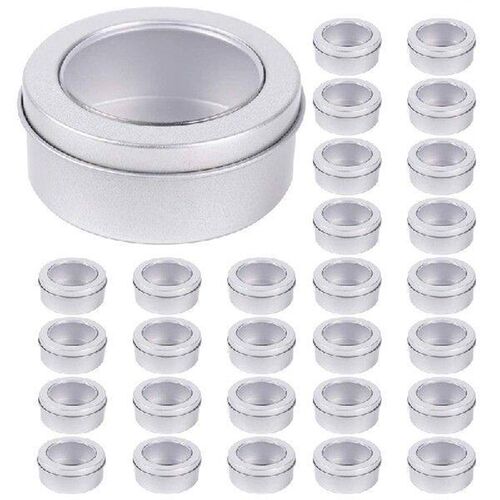 30 Pack 2 Ounce Metal Tin Cans  Round Empty Containers