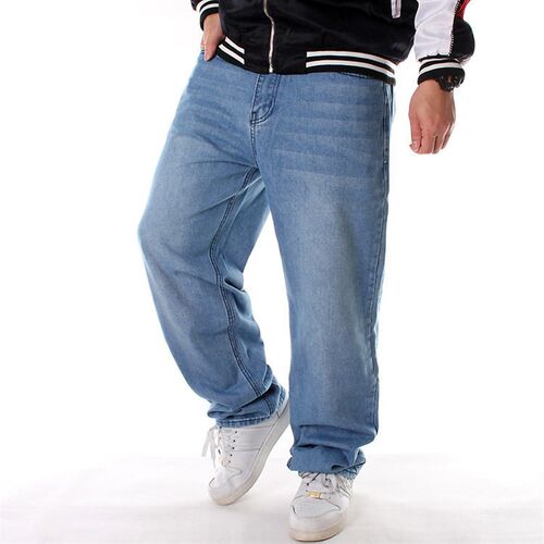 Light Blue Plus Size Jeans Mens Loose Casual rendy Hip Hop