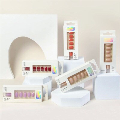 VITAGWX 24 Pcs False Nails Set Solid Color Press on Nails Sh