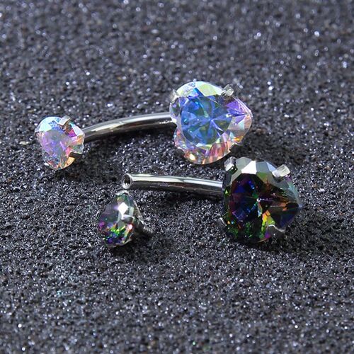 Heart Crystal Belly Button Rings Belly Bar Navel Piercing Je