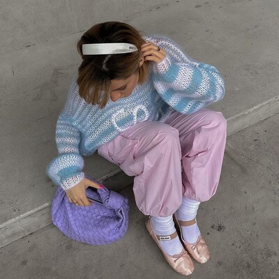 Autumn Winter Knitted Sweaters Pullovers Long Sleeve Striped