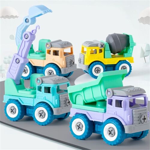 4pcs Kids DIY Construction Toys Engineering Car Fire Truck S