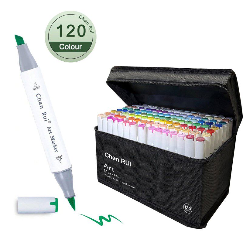 Alcohol Markers Set, 120/80/60/48 Color, Dual Tip Chisel & F图片