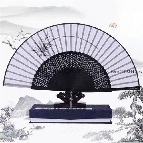 Chinese Silk Folding Fan for Women Elegant Hanfu Dance