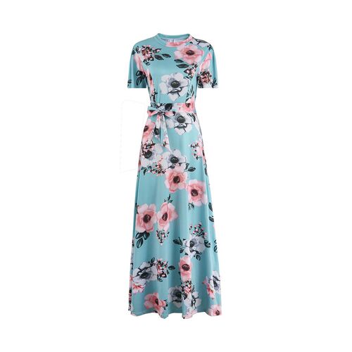 Autumn New Casual Dress Women Short Sleeve Printed Dresses