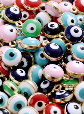30Pcs/Lot 7x9mm Round Alloy Metal Drop Oil Pendant Charms Bl