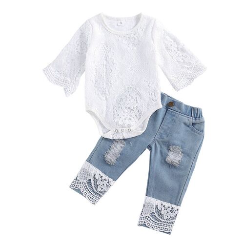 New Fashion 0-24M Baby Girls Fall Clothes Long Sleeve Lace R