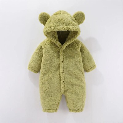 0-12M Newborn Baby Rompers Autumn Winter Warm Fleece Baby Bo