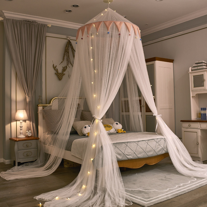 公主风蚊帐床幔免安装吊顶层帐帐家用圆顶送挂勾1.2m1.5米1.8床