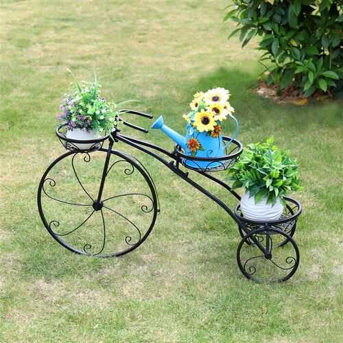 Tricycle Plant Stand Flower Pot Cart Bicycle Holder Rack for