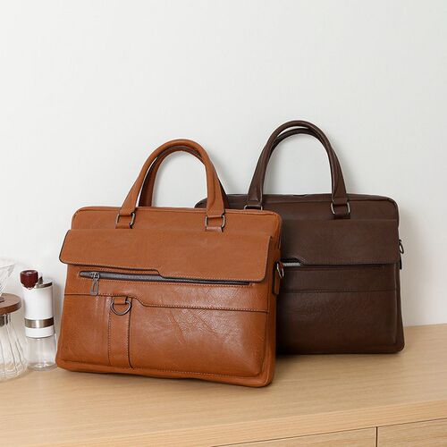 Business Mens Bag, Hand-held Briefcase, Simple Retro Horizo