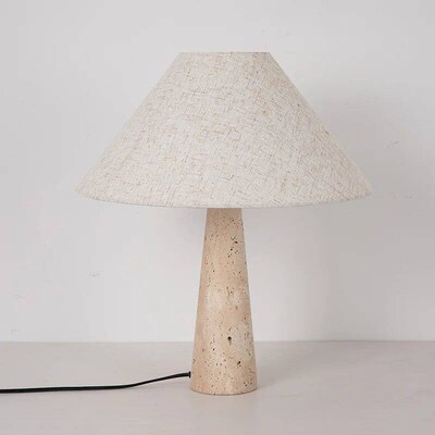 Yellow Travertine Fabric Art Table Lamp Nordic Bedroom Study