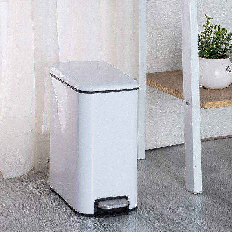 家用厕所垃圾桶小号卫生间长方形不锈钢脚踏静音有盖窄位小垃圾桶