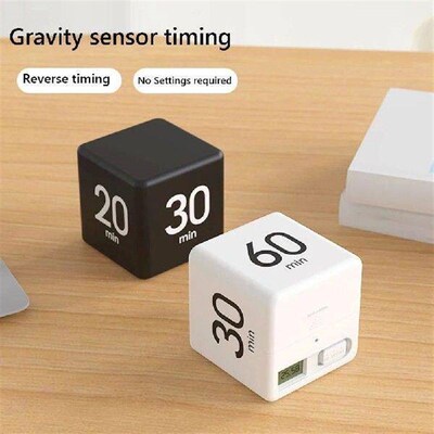 Cube Timer Gravity Sensor Flip Timer Multi-Function Kitchen