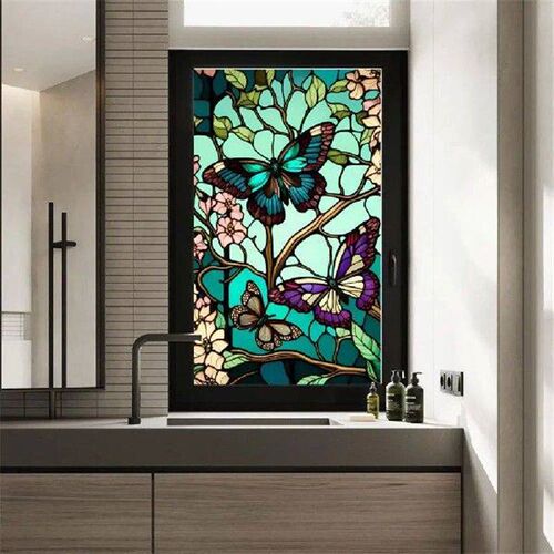 Window Film Stained Glass Window Film Non-Adhesive Frosted