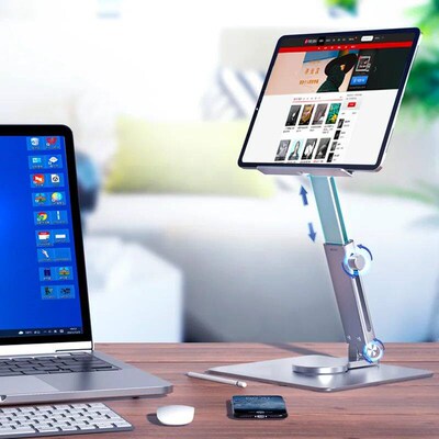 Aluminum Tablet Stand Desk Riser 360 Rotation Multi-Angle