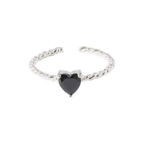 Simple Design Heart Zircon Open Rings For Women Silver Color