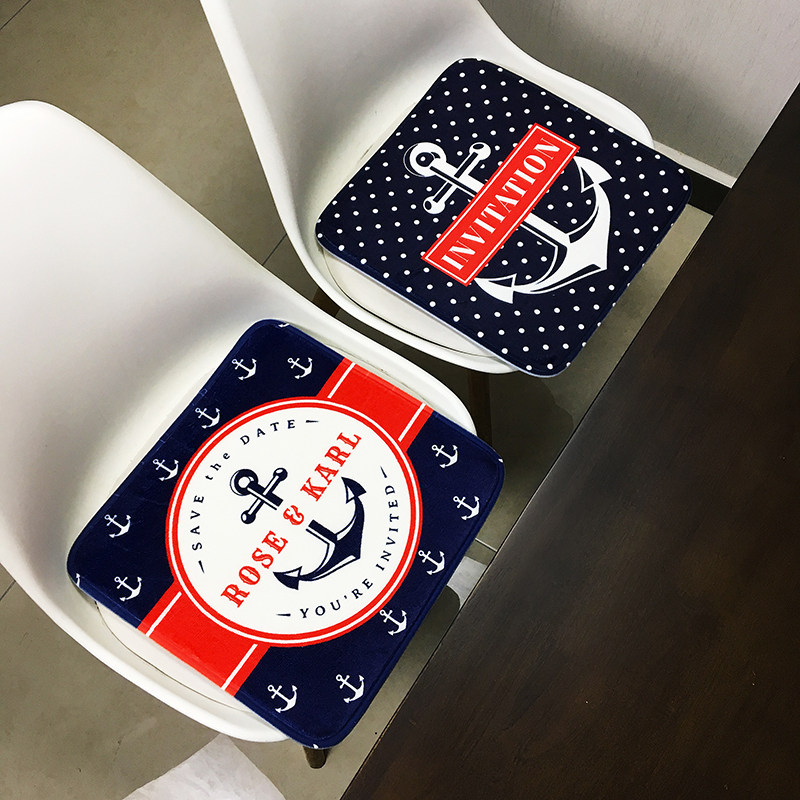 地中海船锚坐垫椅垫 办公室餐椅垫卡通沙发吊椅垫电竞转椅子