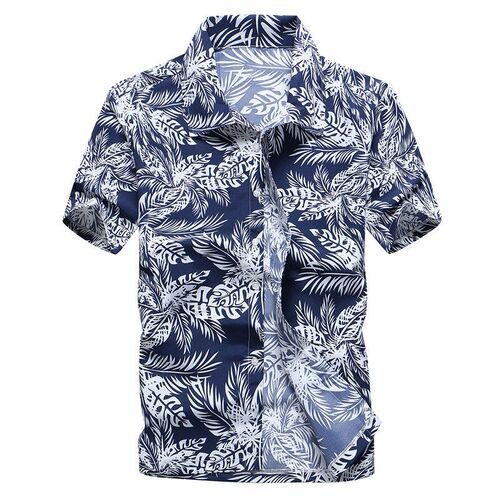 Fashion Mens Hawaiian Shirt Male Casual Colorful Printed Bea
