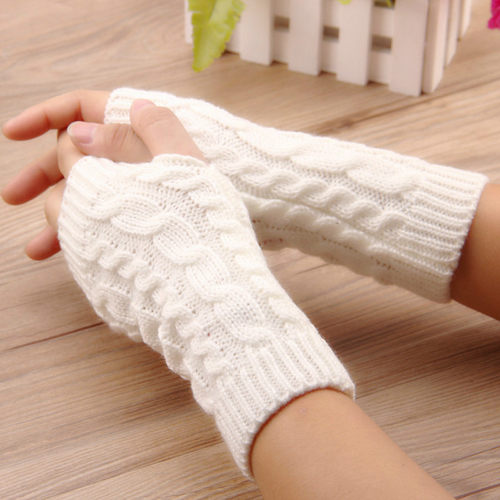 Women Stylish Hand Warmer Winter Gloves Arm Crochet Knitting