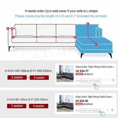 Grey Plain Color Elastic Sretch Sofa ver Need Order 2Piece S