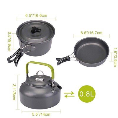 Outdoor Camping Cookware Kit Aluminum Cooking Pots Set Wa