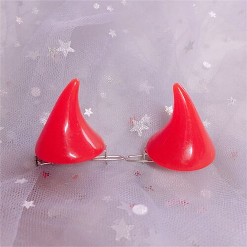 1 Pair Small Demon OX Horn Hair Clips Gothic Party Cosplay C