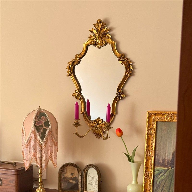 法式中古风复古雕花镜子黄铜烛台壁灯欧式玄关灯床头灯组合画拼墙,家居饰品,其他装饰画,淘宝优惠券,粉丝福利购,淘宝优惠卷