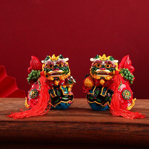 Chinese style souvenir dragon and lion porcelain Crafts gift