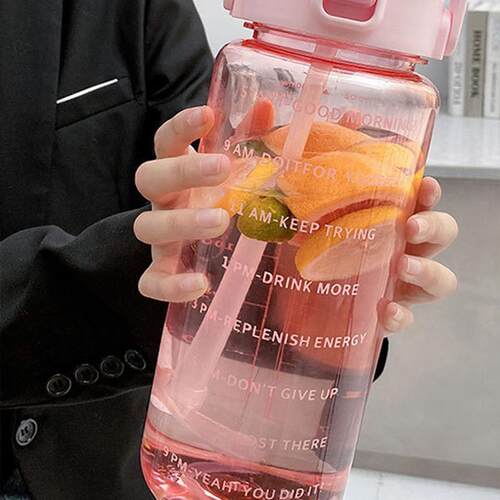 2L Portable Water Bottle Large Capacity Plastic Straw Water