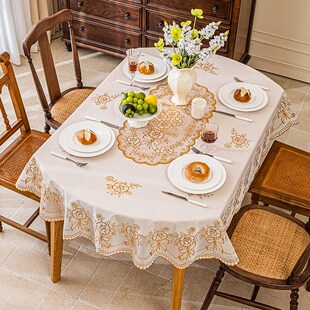 PVC椭圆桌布长方形茶几垫防水防油免洗防烫隔热台布欧式餐桌垫