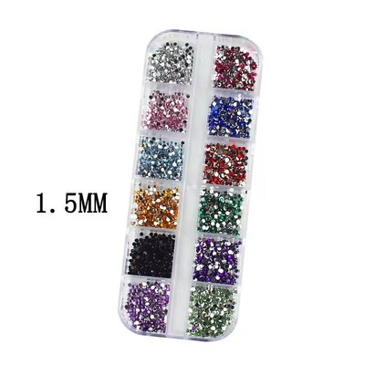 3000Pcs a Box Nail Art Flat Back Crystal Rhinestone 1.5mm 2.