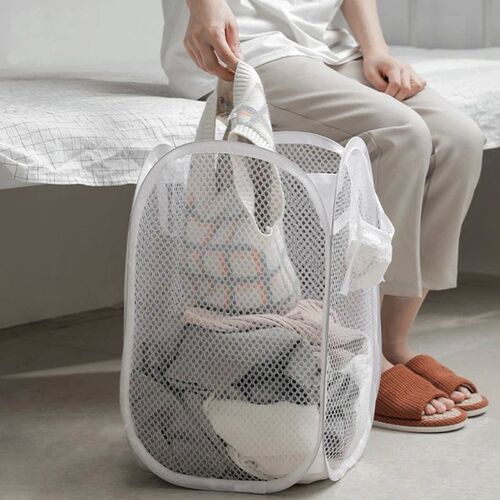 Folding Dirty Laundry Sorting Basket Washing Frame Bathroom